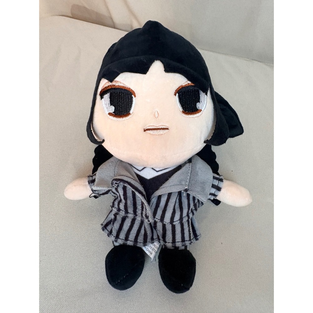 Wednesday Addams Plush Doll Nevermore Academy Uniform Striped Gothic Toy 9 inch